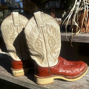Justin’s Two-Tone Mid-Calf Leather Western Cowboy Boots 6.5B